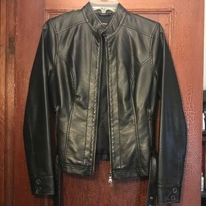Express Black Leather Jacket. Medium.